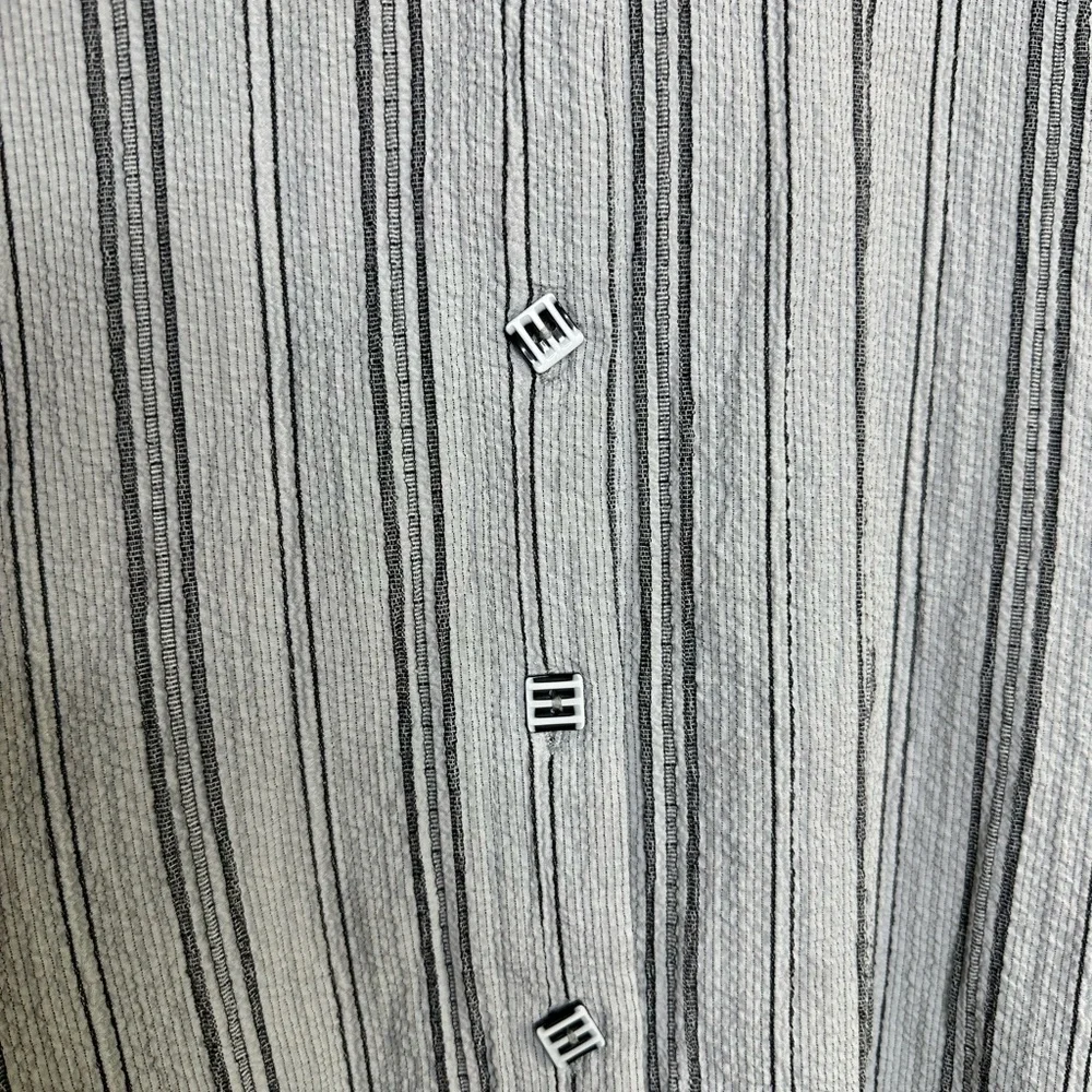 Habitat White Black Textured Striped Buttoned Blouse Size Small - Picture 6 of 8